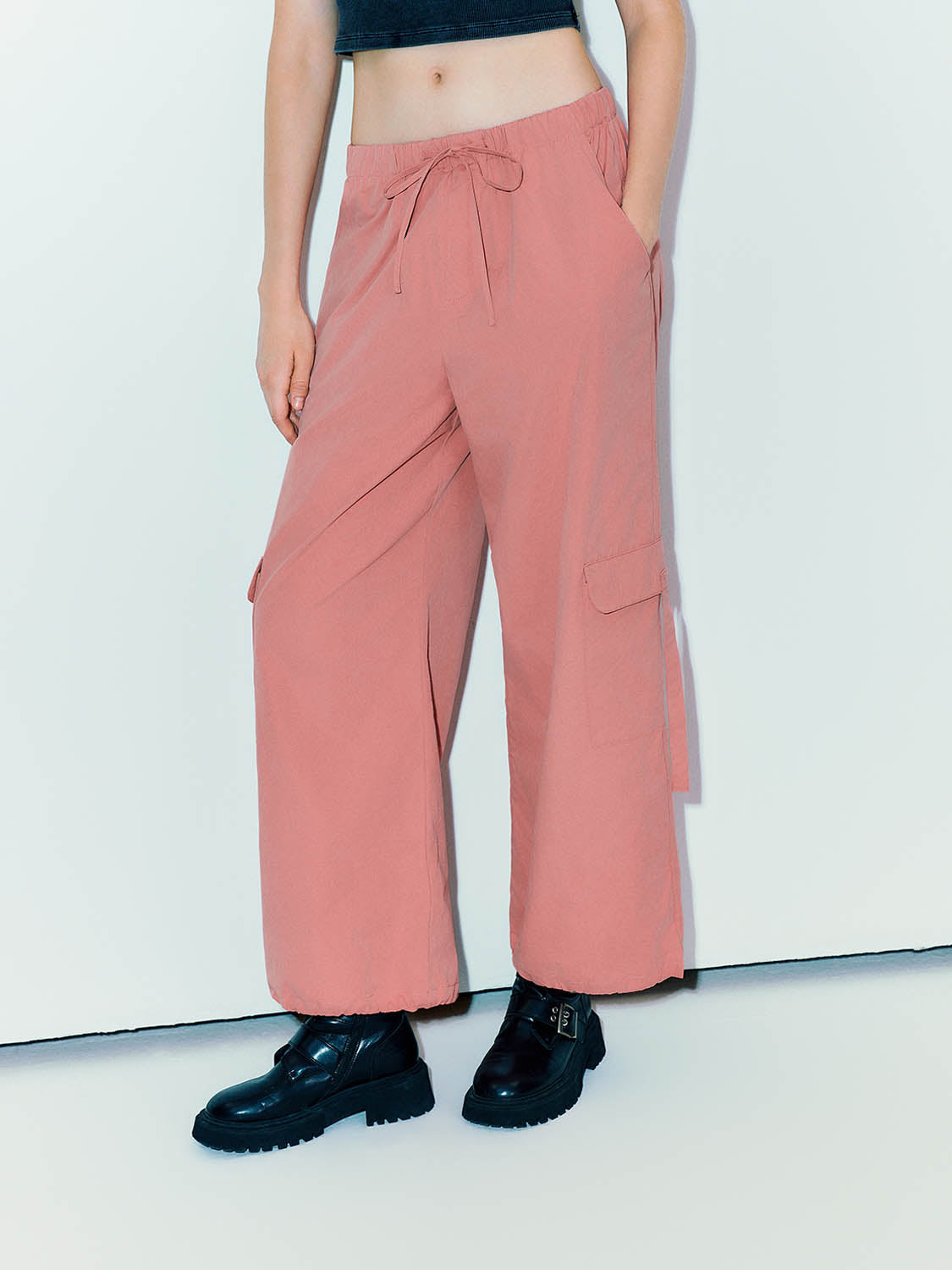 Drawstring Waist Straight Pants