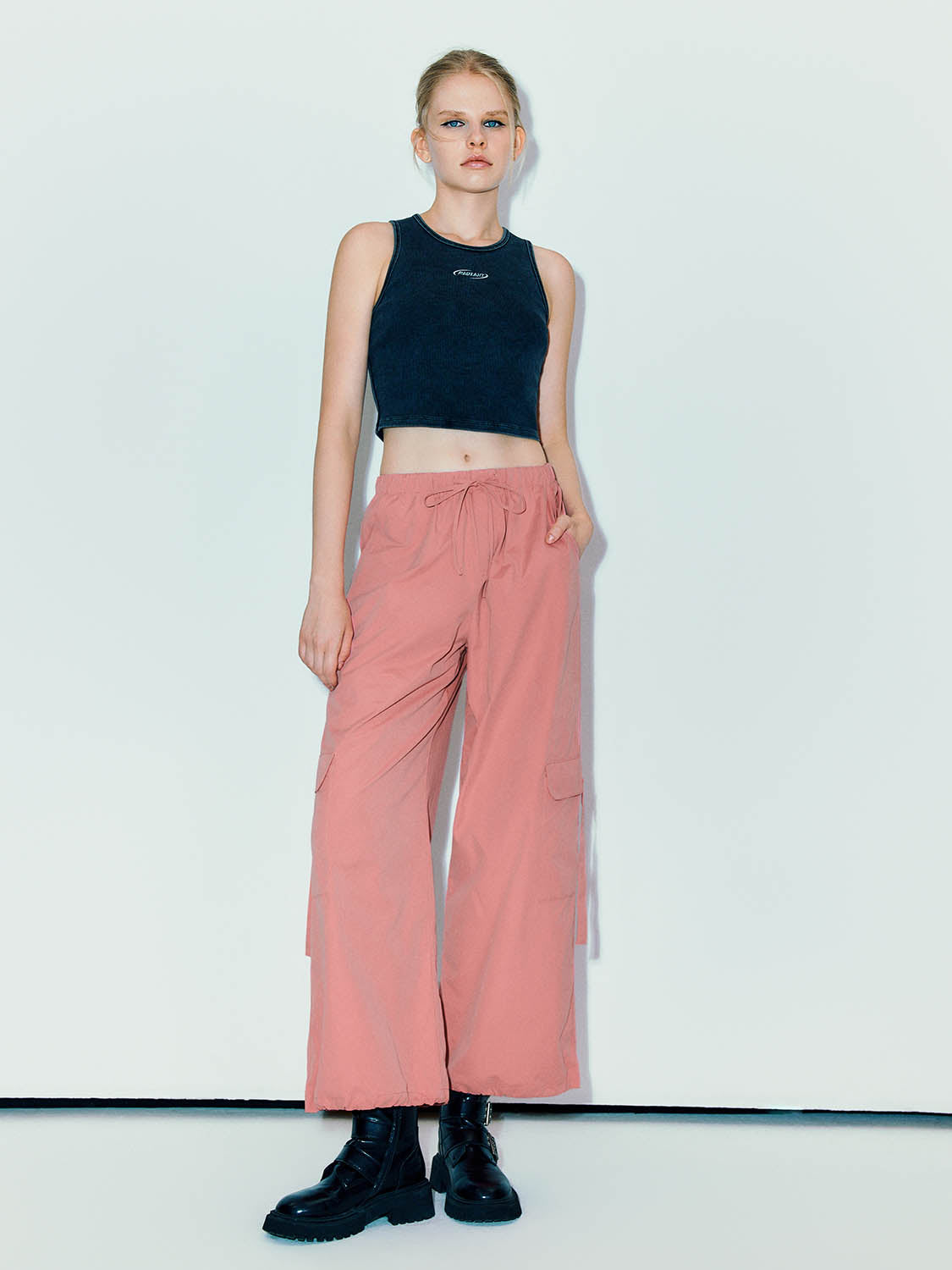 Drawstring Waist Straight Pants