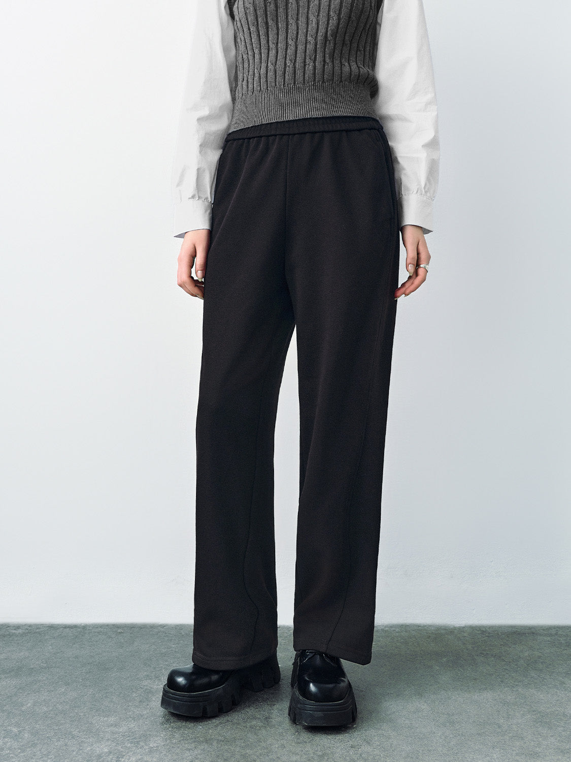 Elastic Waist Wide-Leg Pants