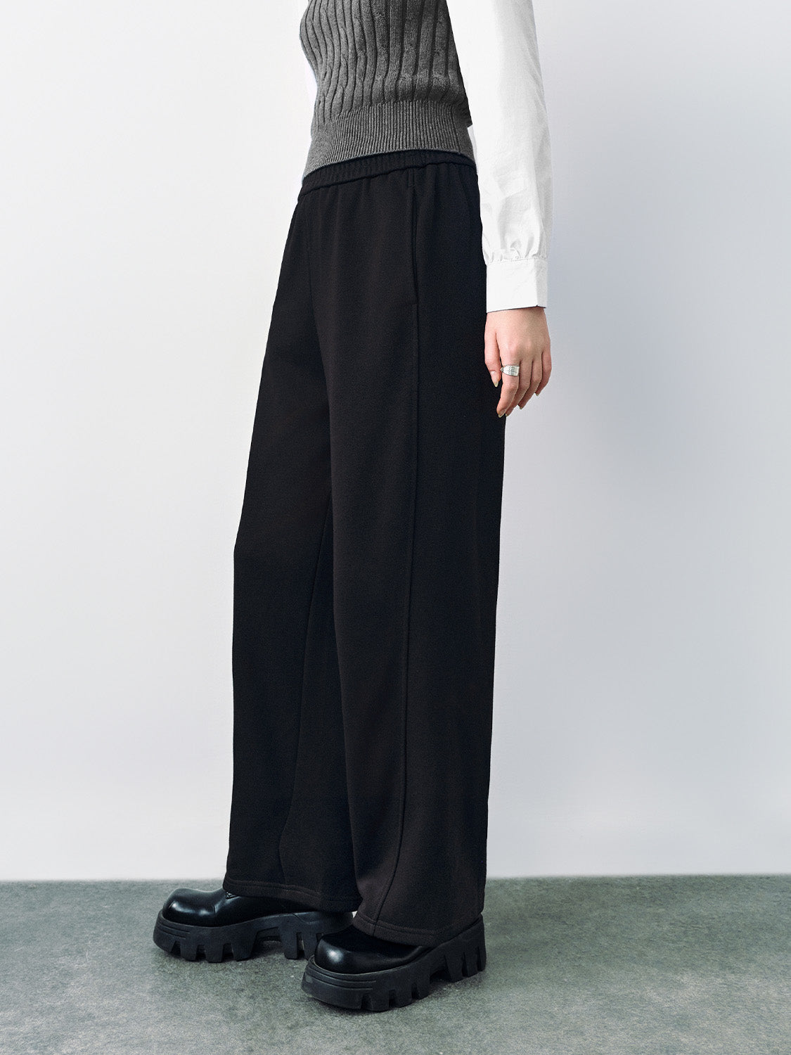 Elastic Waist Wide-Leg Pants