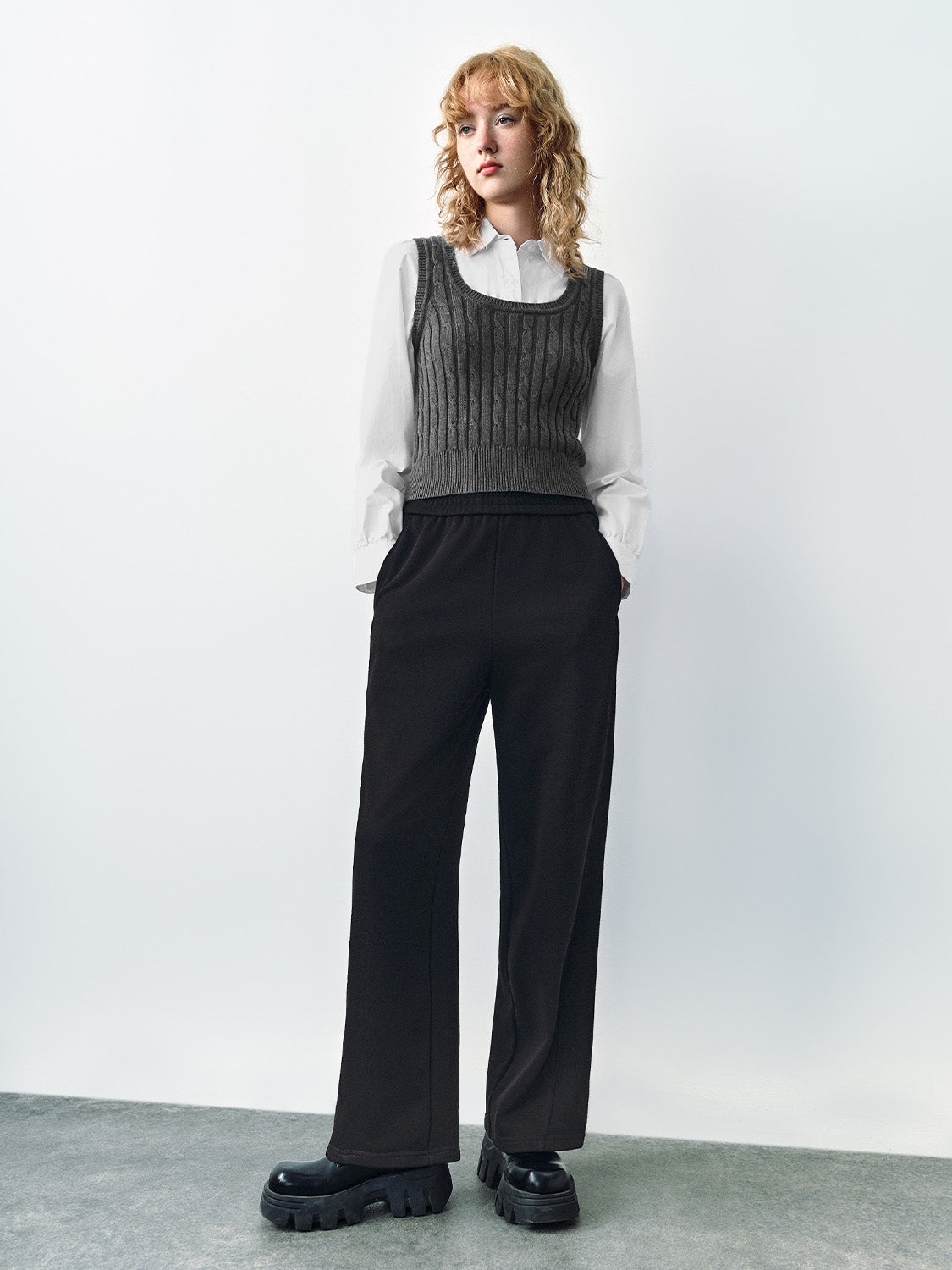 Elastic Waist Wide-Leg Pants