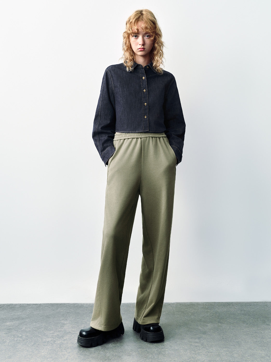 Elastic Waist Wide-Leg Pants