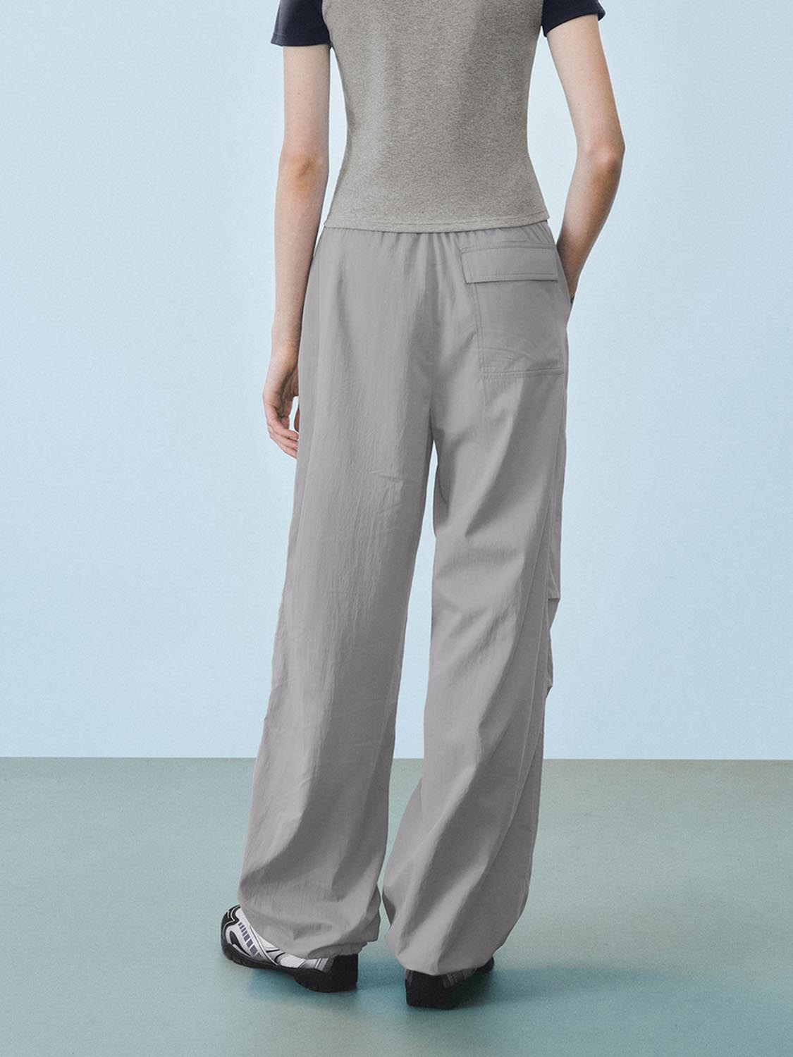 Ruched Wide-Leg Pants