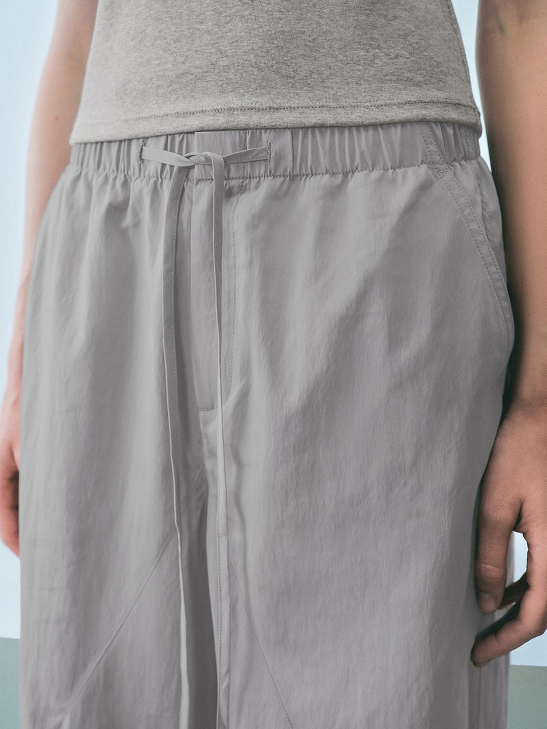 Ruched Wide-Leg Pants