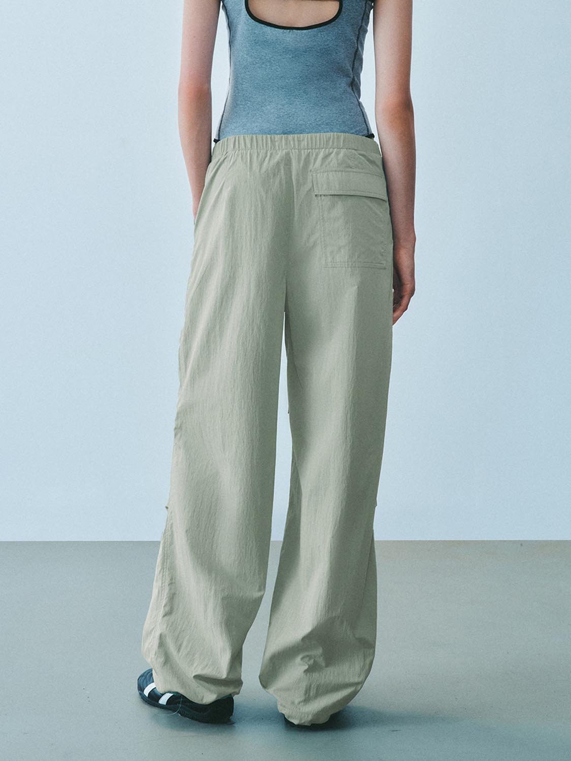 Ruched Wide-Leg Pants
