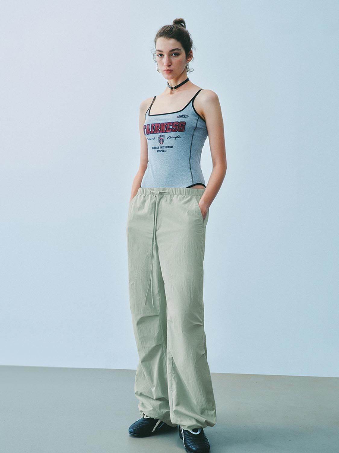 Ruched Wide-Leg Pants