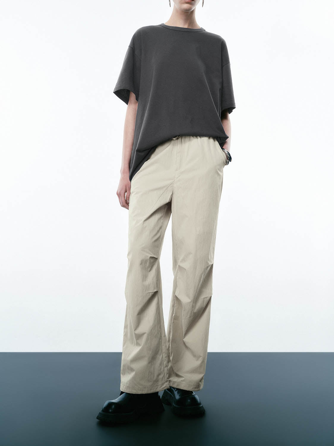 Ruched Wide-Leg Pants