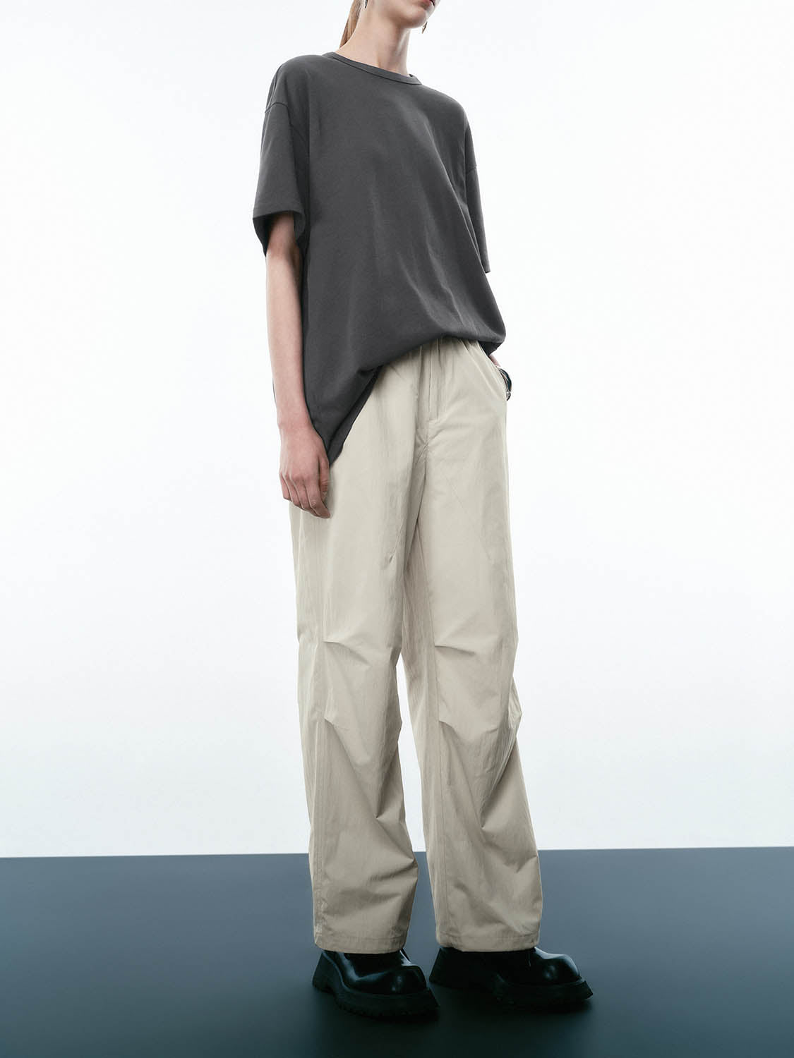 Ruched Wide-Leg Pants