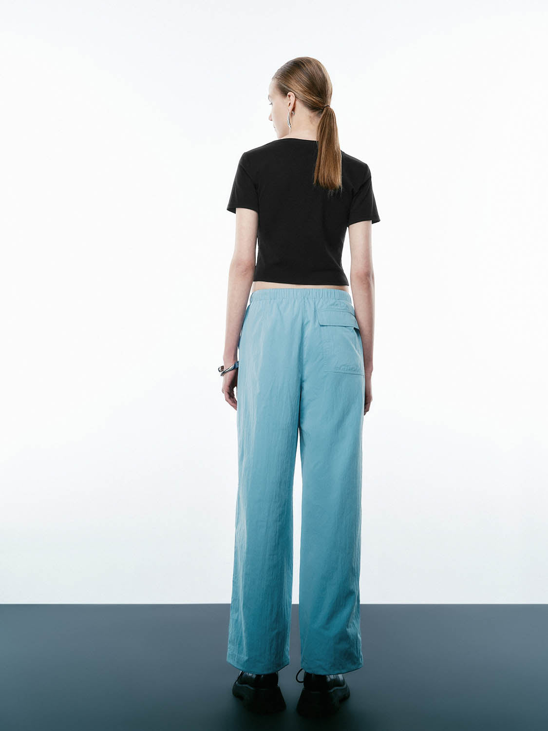 Ruched Wide-Leg Pants