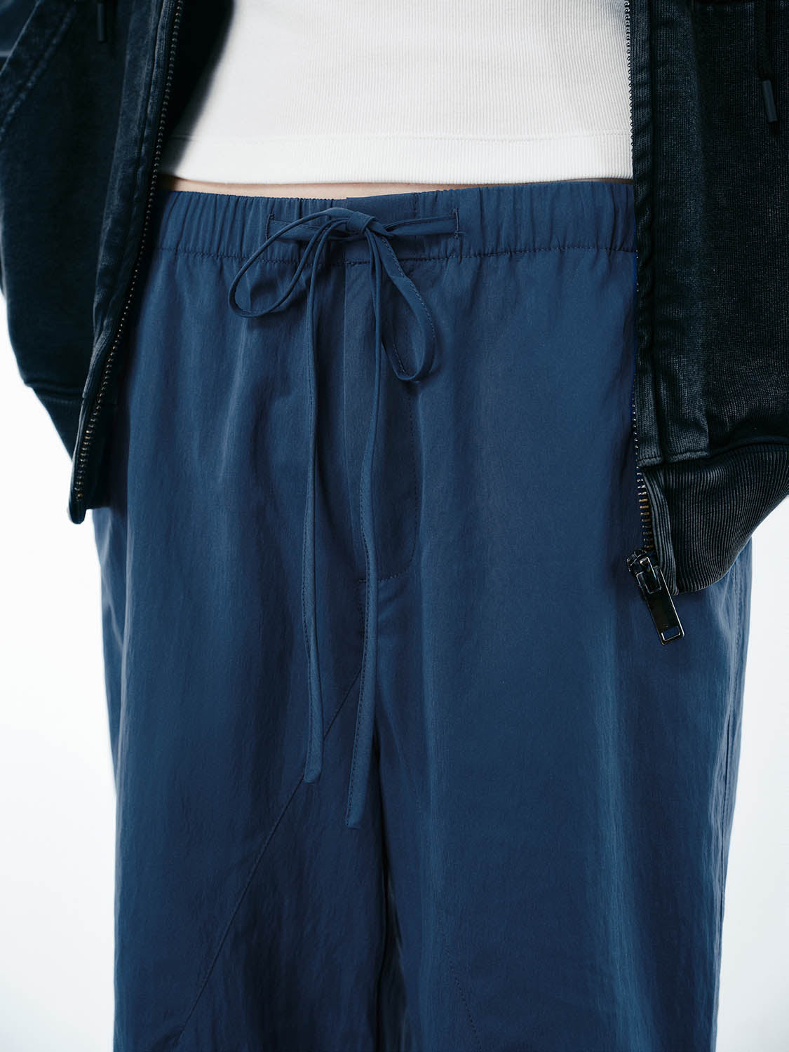 Ruched Wide-Leg Pants