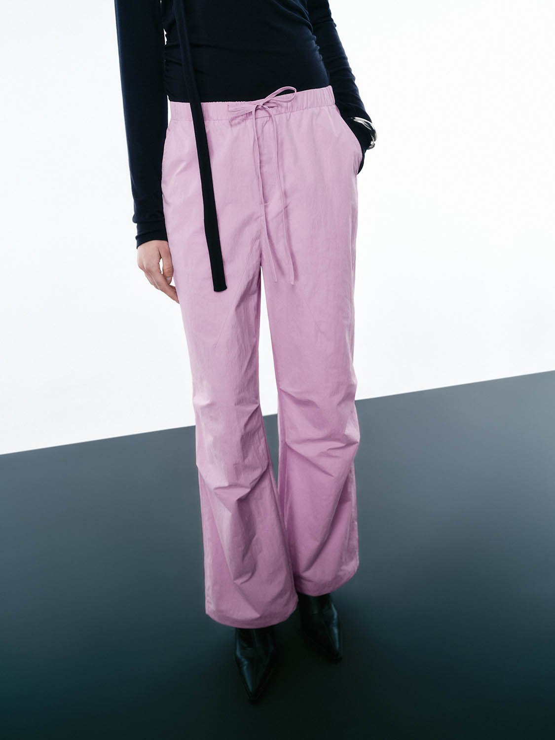 Ruched Wide-Leg Pants