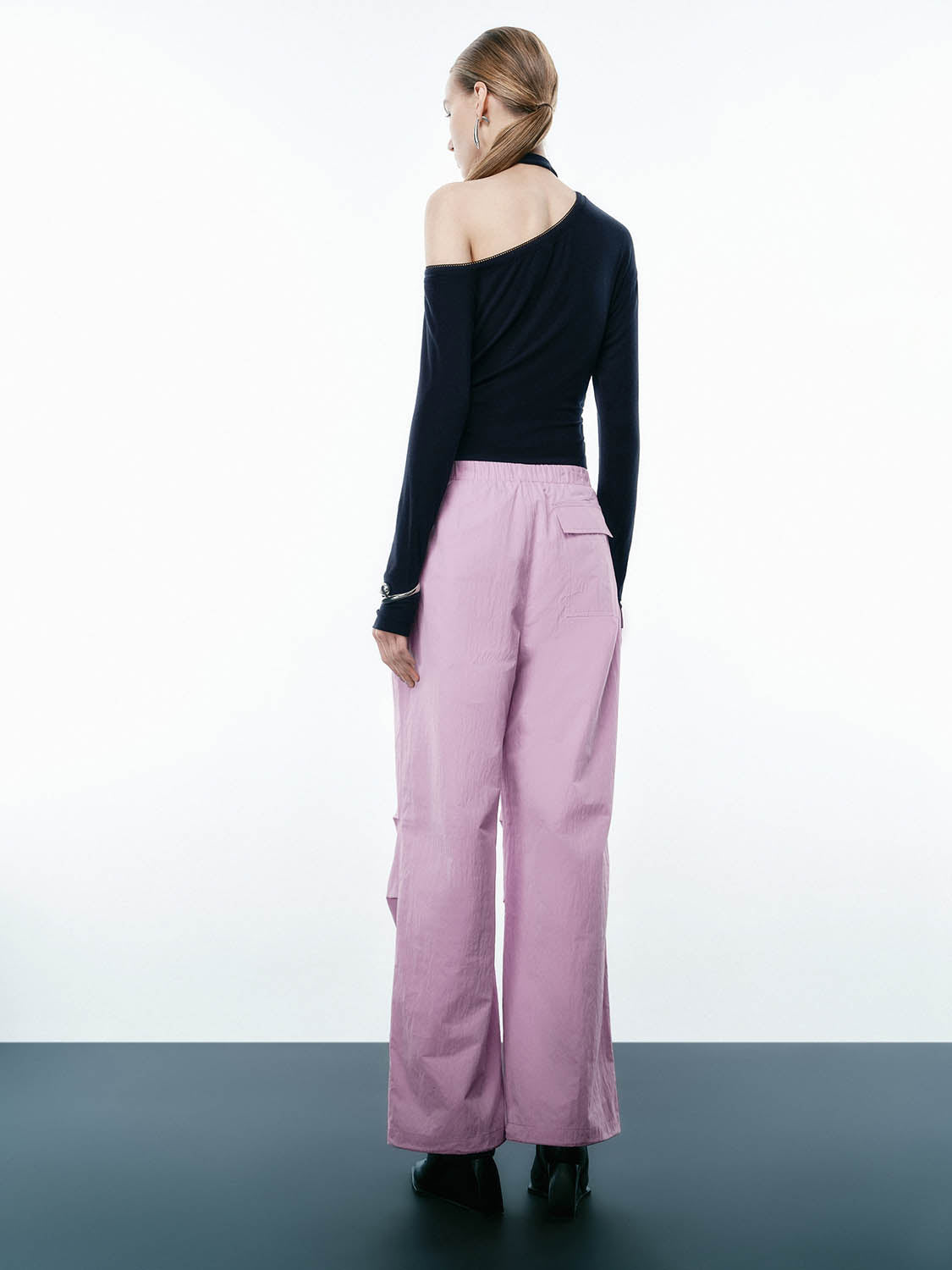 Ruched Wide-Leg Pants
