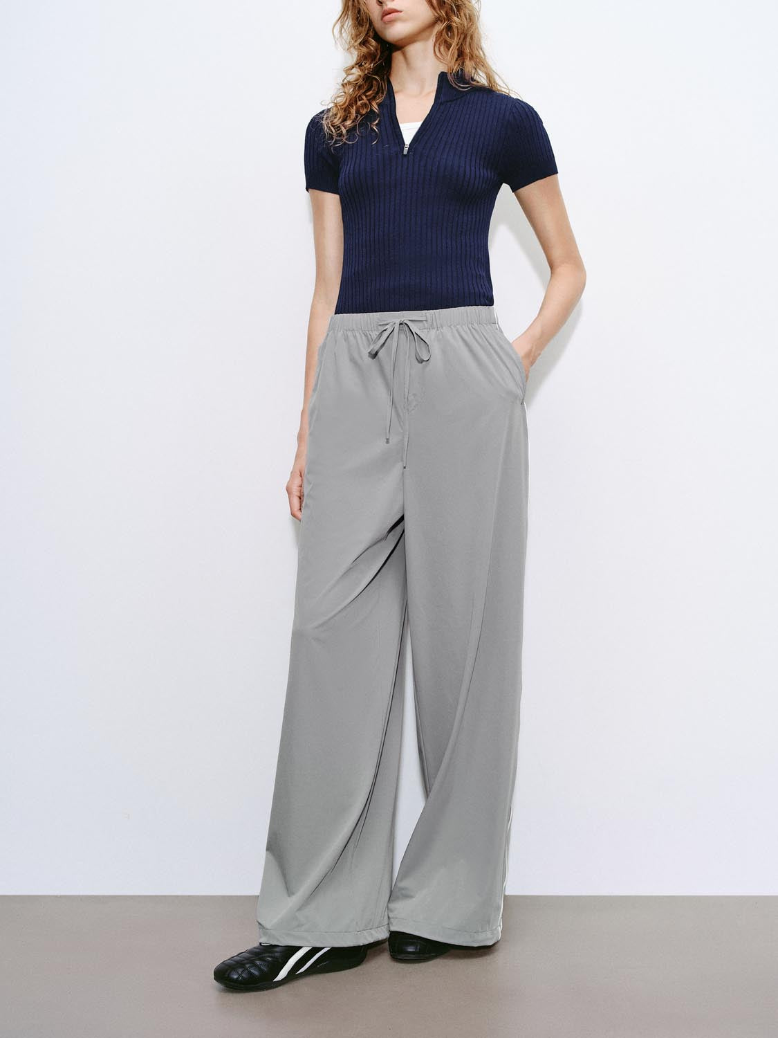 Drawstring Wide-Leg Pants