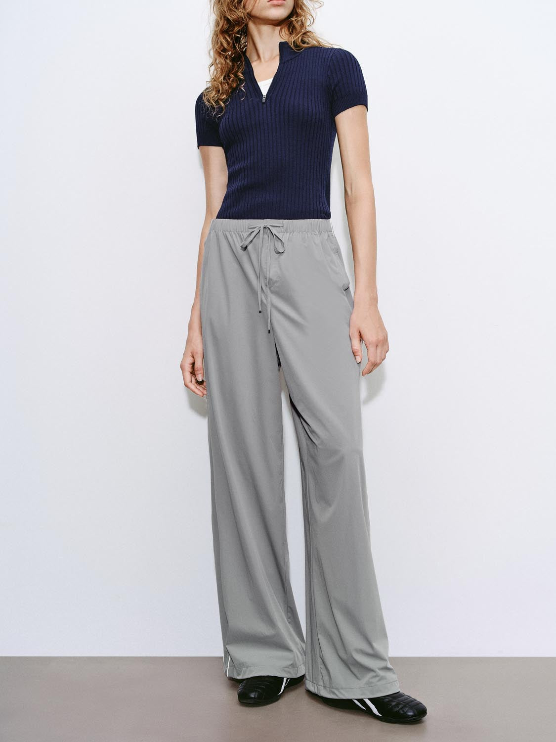 Drawstring Wide-Leg Pants