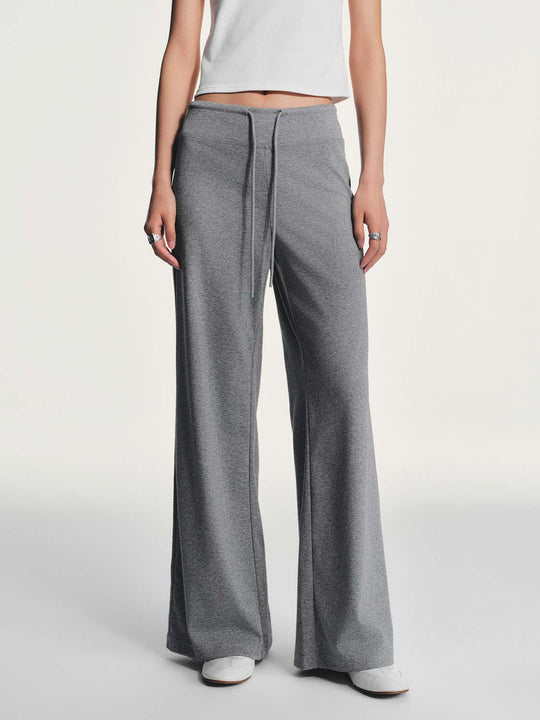 Cotton Flare-Leg Drawstring Waist Pants