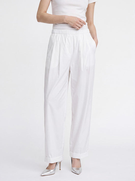 Elastic-waist Pleated Wide-leg Jogger Pants