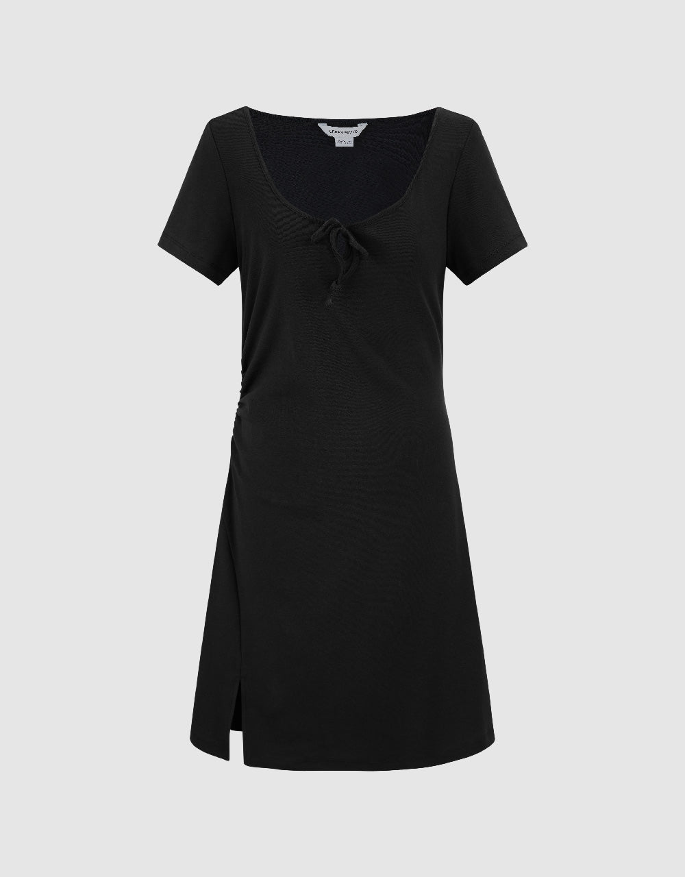 Tie Front Crew Neck  A-Line Dress