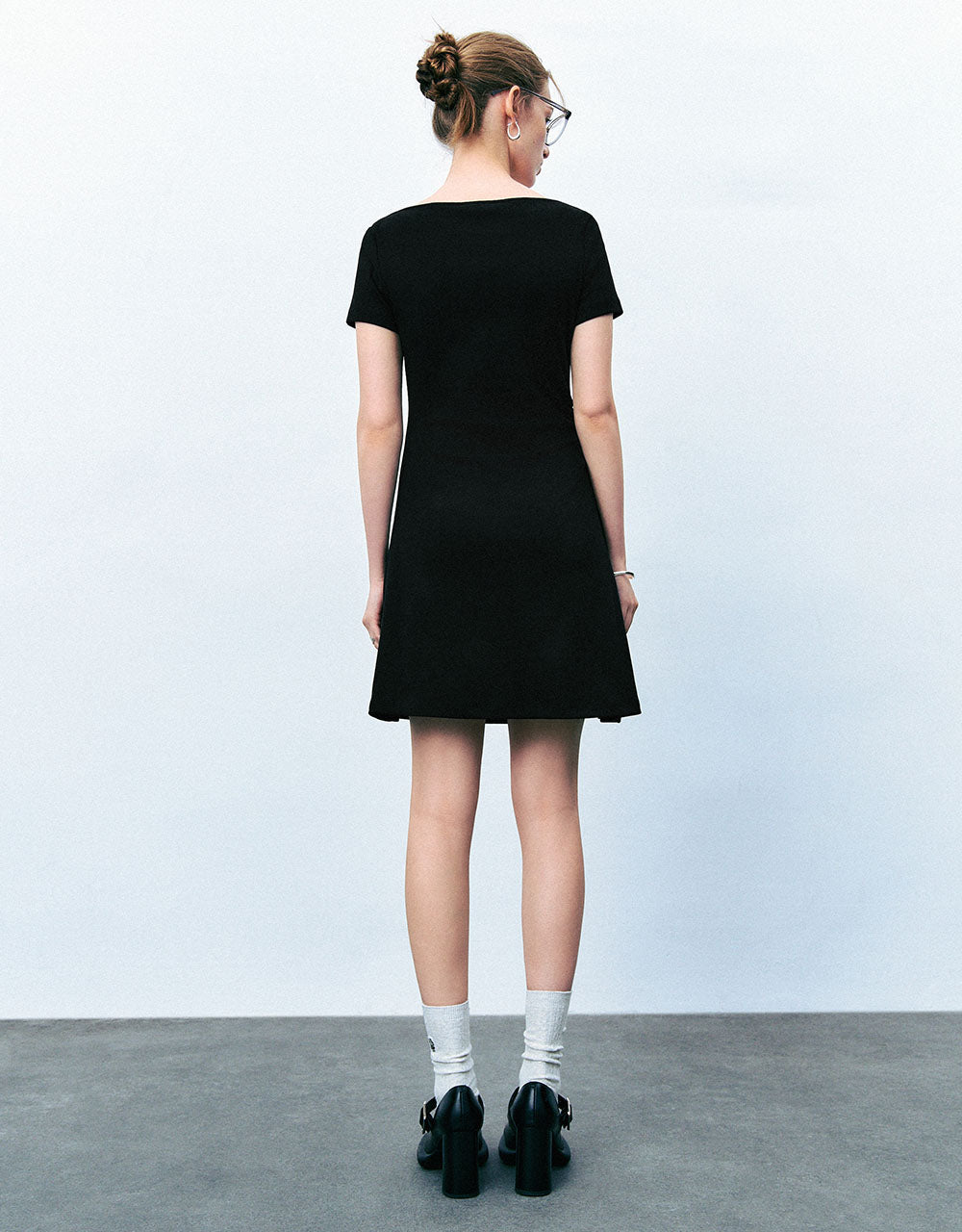 Tie Front Crew Neck  A-Line Dress