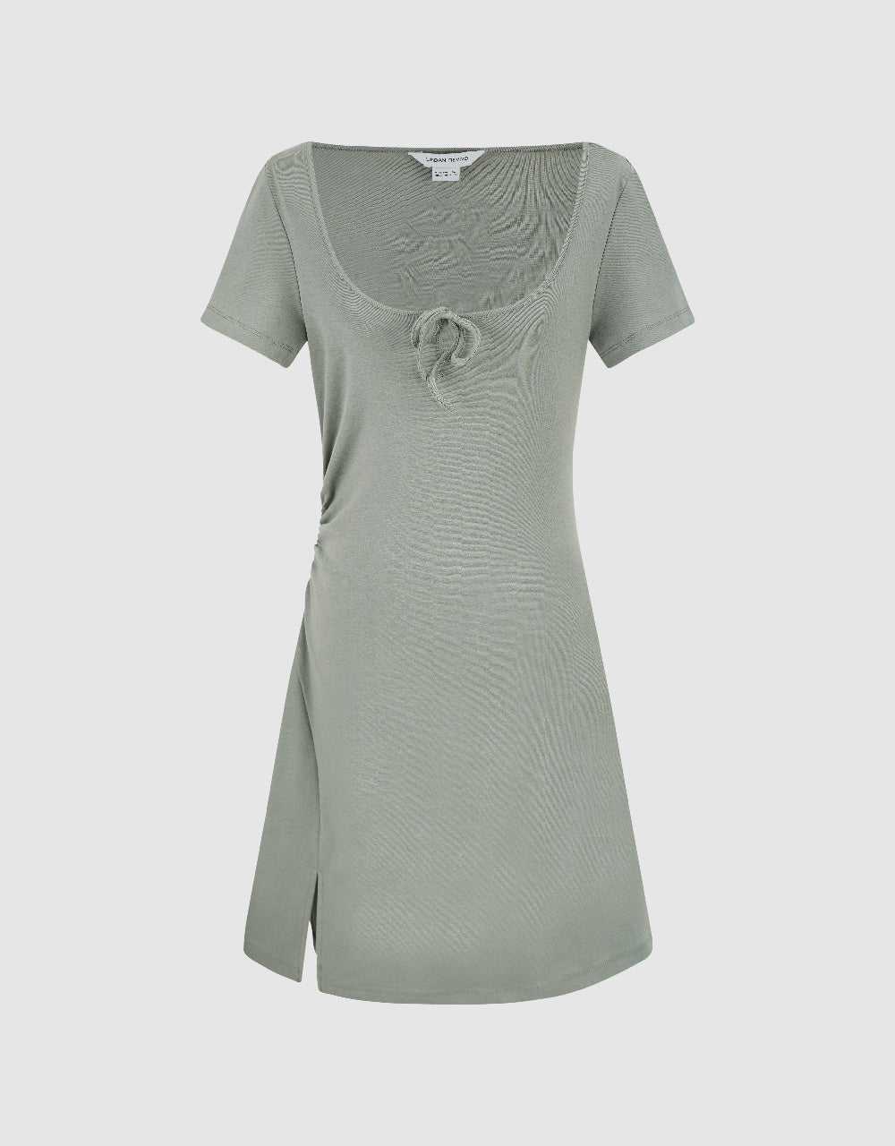 Tie Front Crew Neck  A-Line Dress