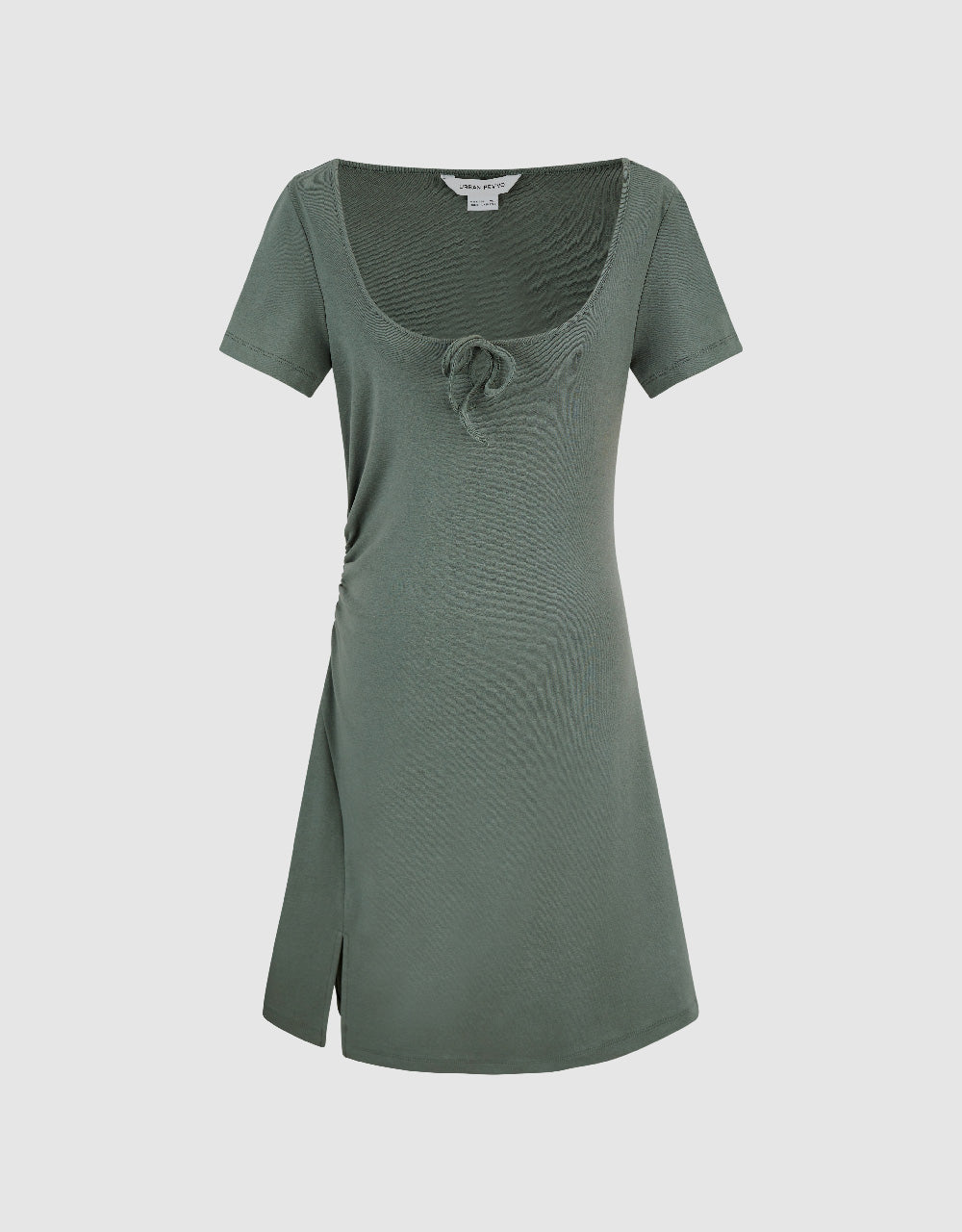 Tie Front Crew Neck  A-Line Dress