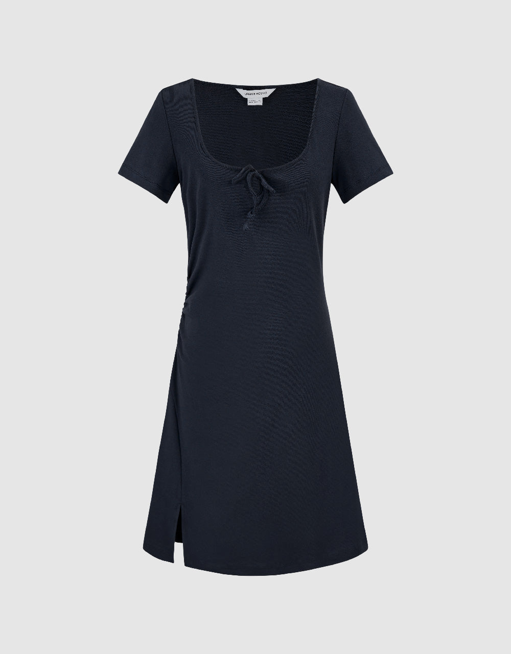 Tie Front Crew Neck  A-Line Dress