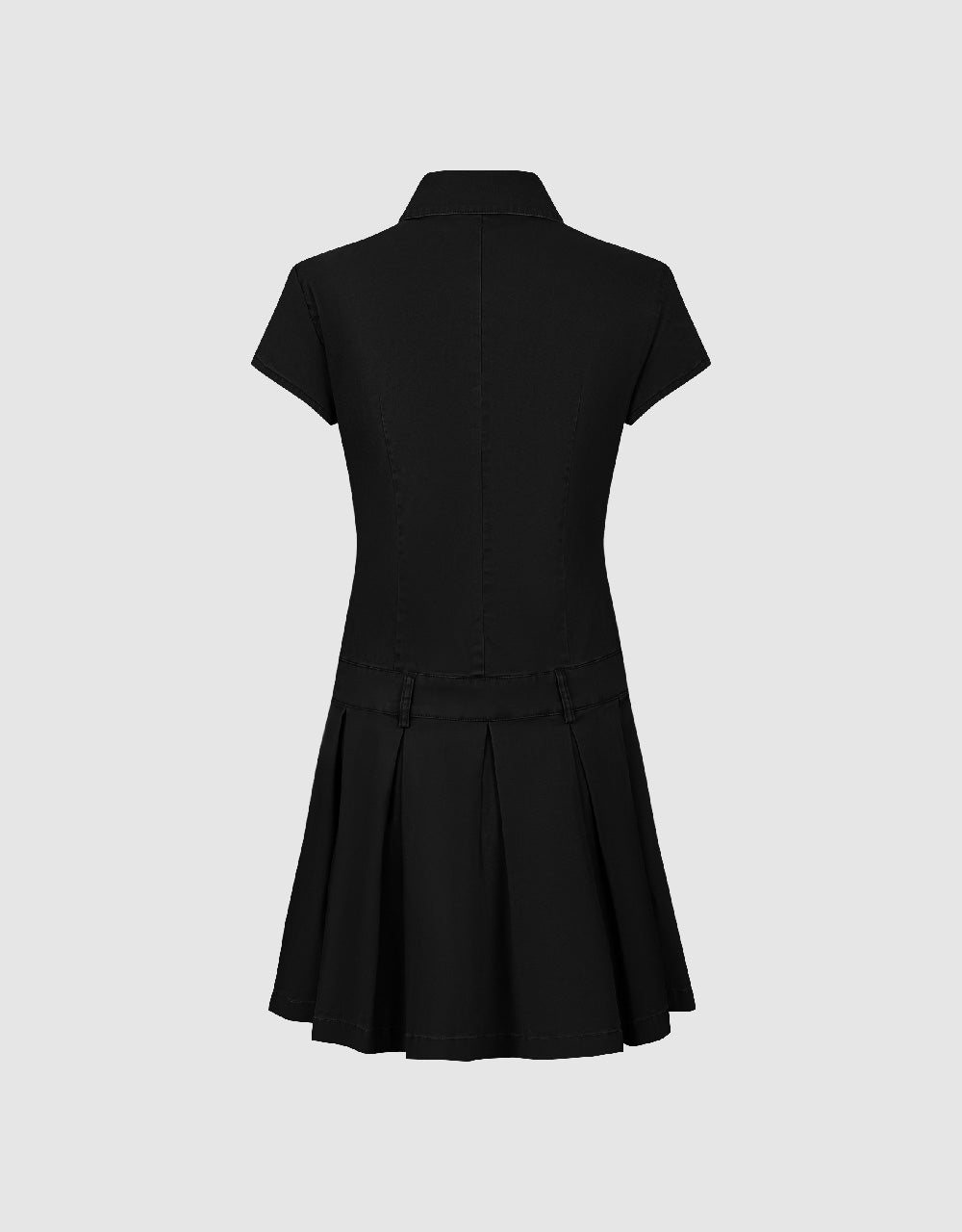 Pleated Lapel A-Line Dress