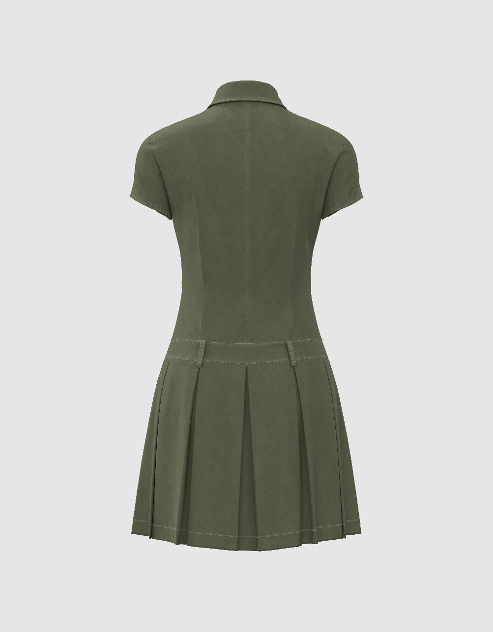 Pleated Lapel A-Line Dress