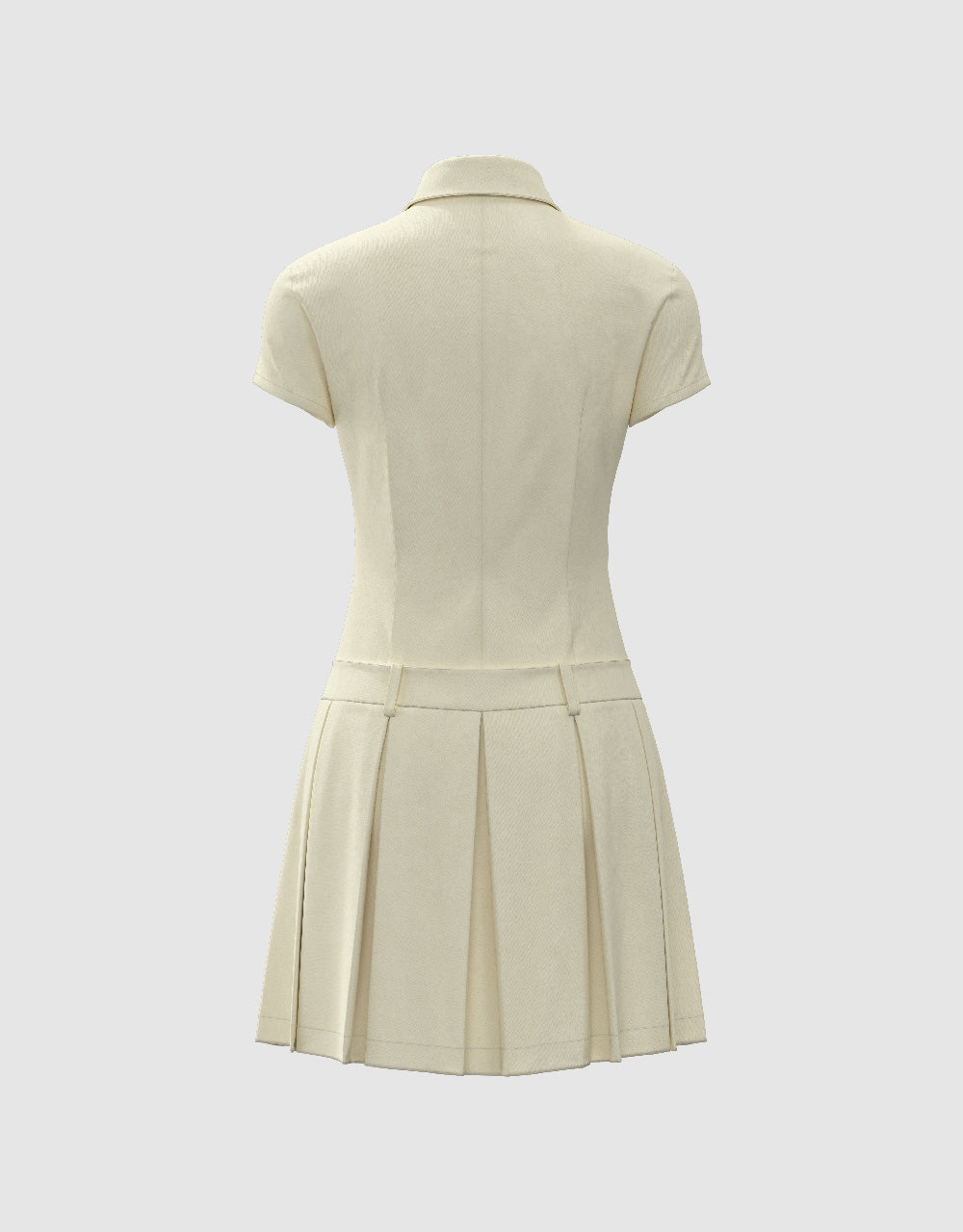 Pleated Lapel A-Line Dress