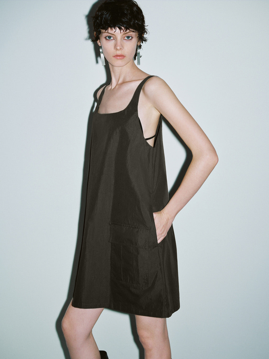 Sleeveless Square-cut Collar A-Line Dress