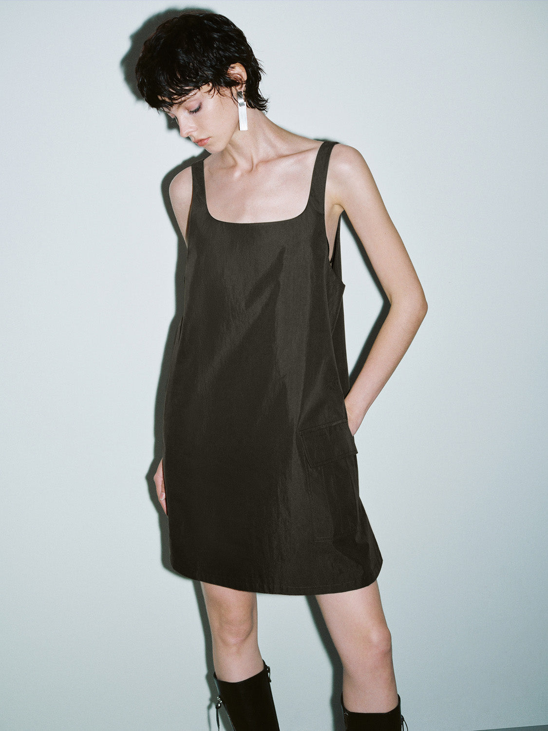 Sleeveless Square-cut Collar A-Line Dress