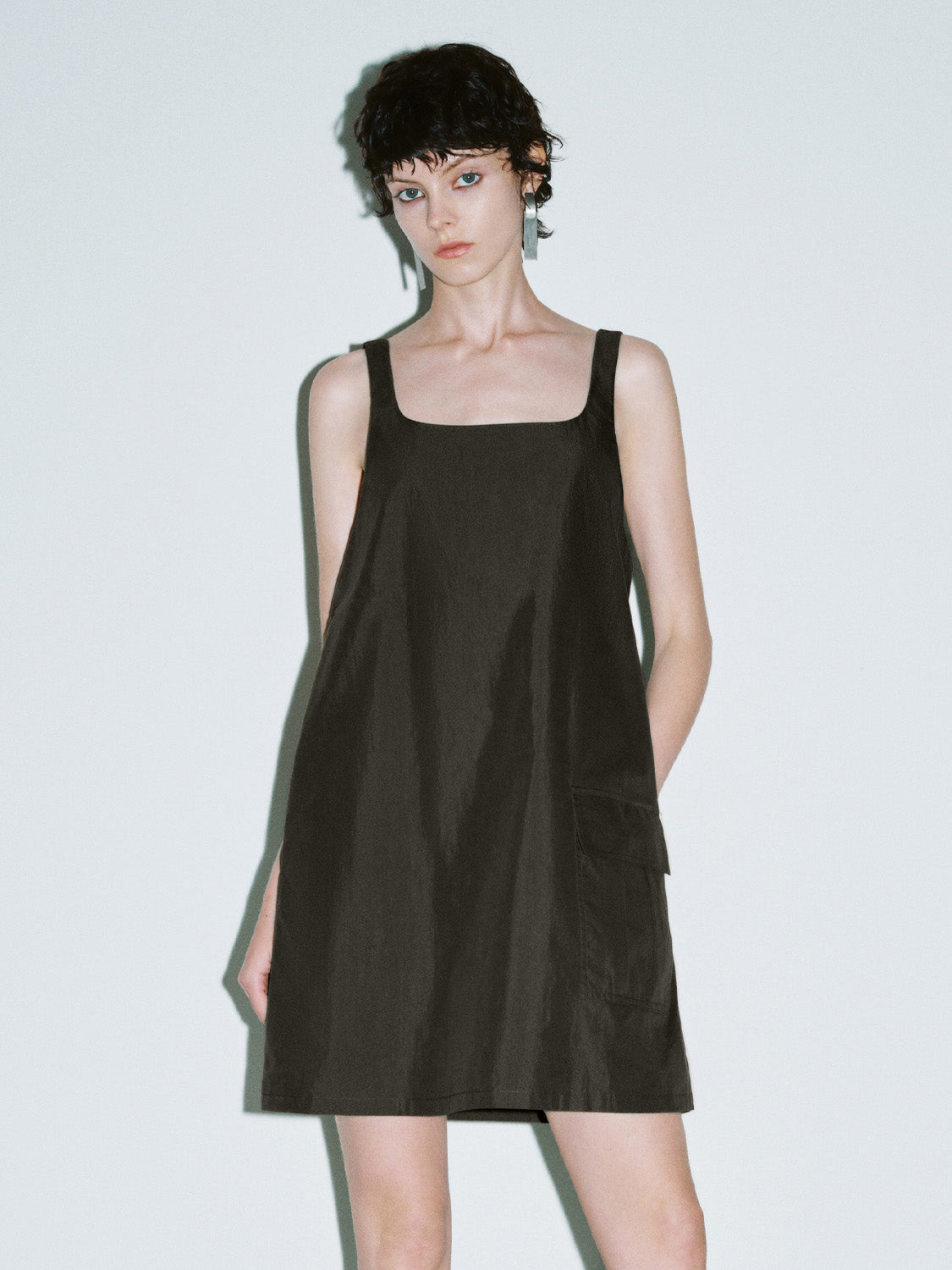 Sleeveless Square-cut Collar A-Line Dress