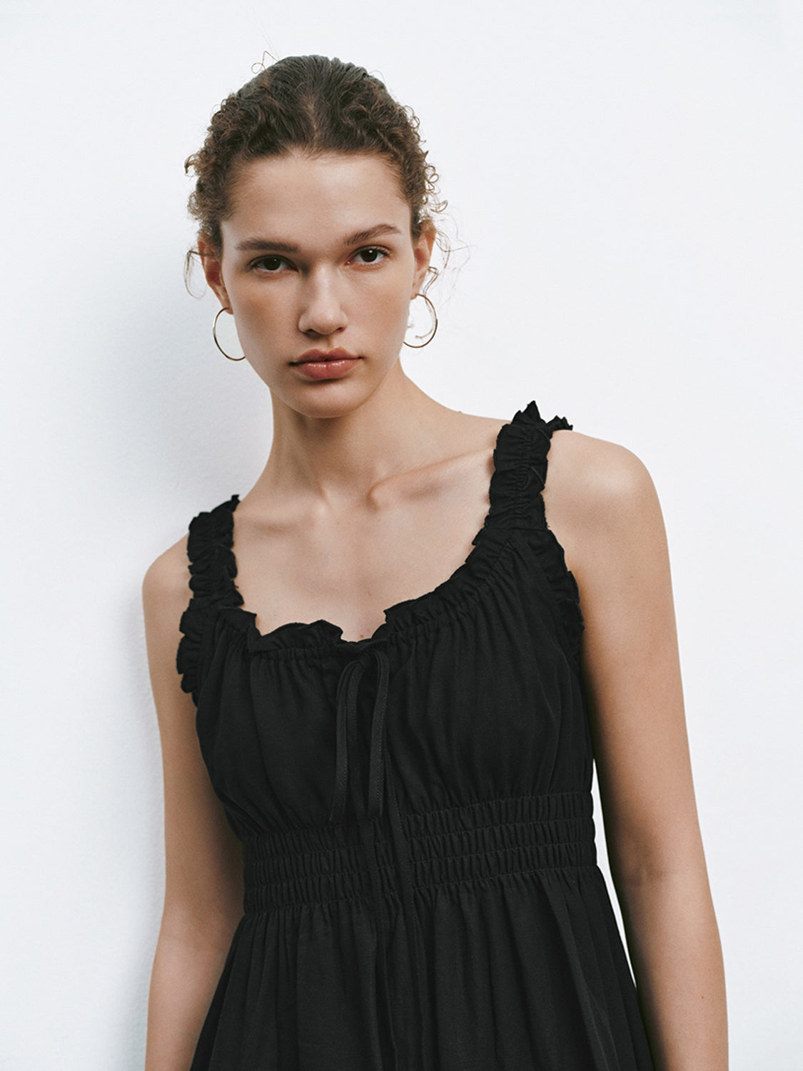 Shirred Ruffle Mini Dresses