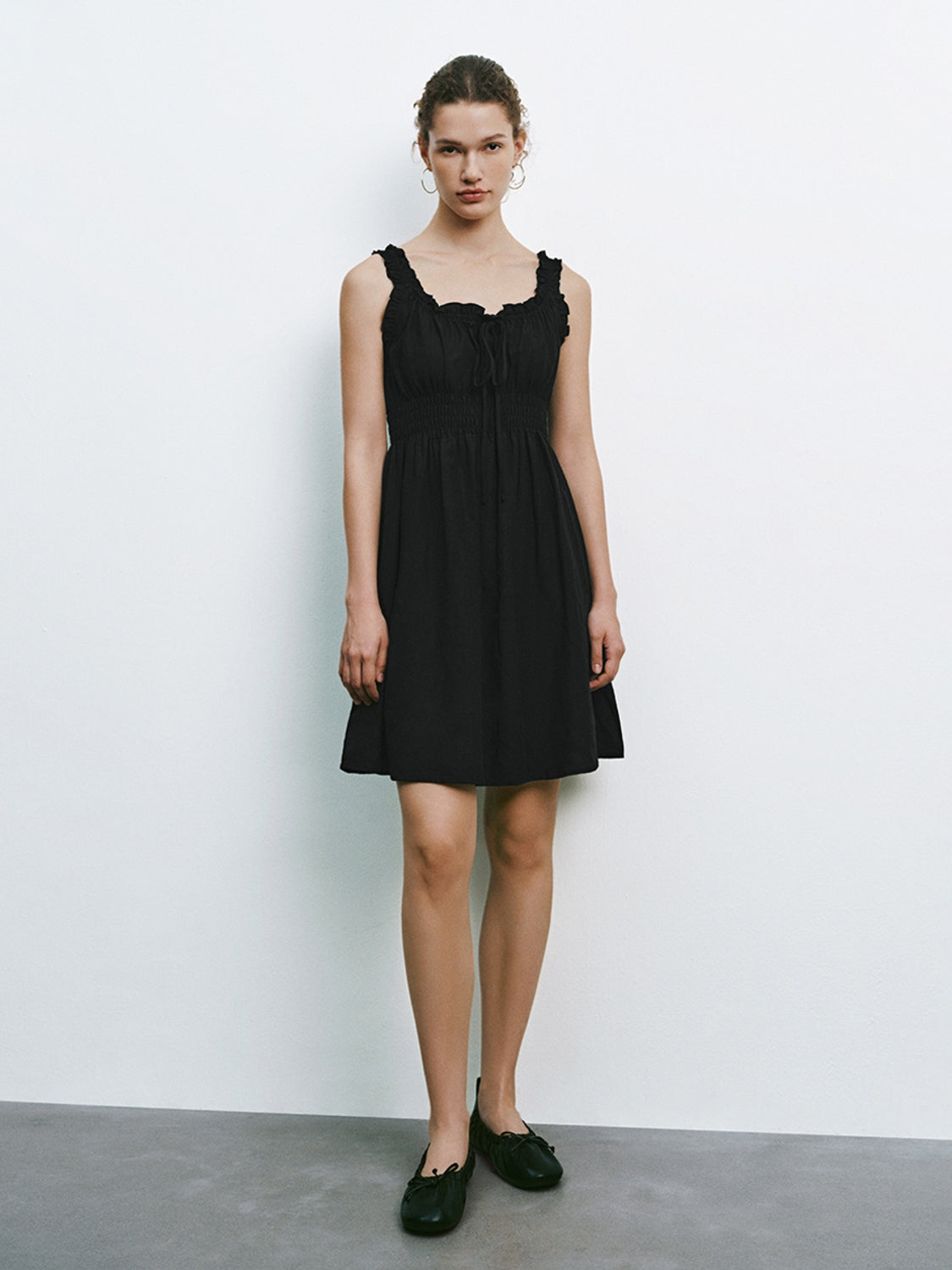 Shirred Ruffle Mini Dresses