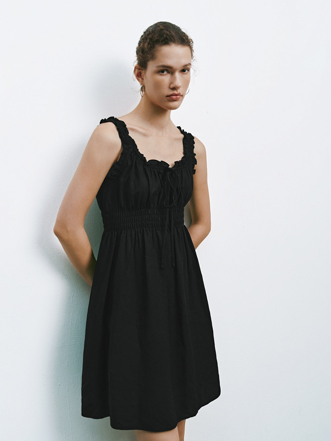 Shirred Ruffle Mini Dresses