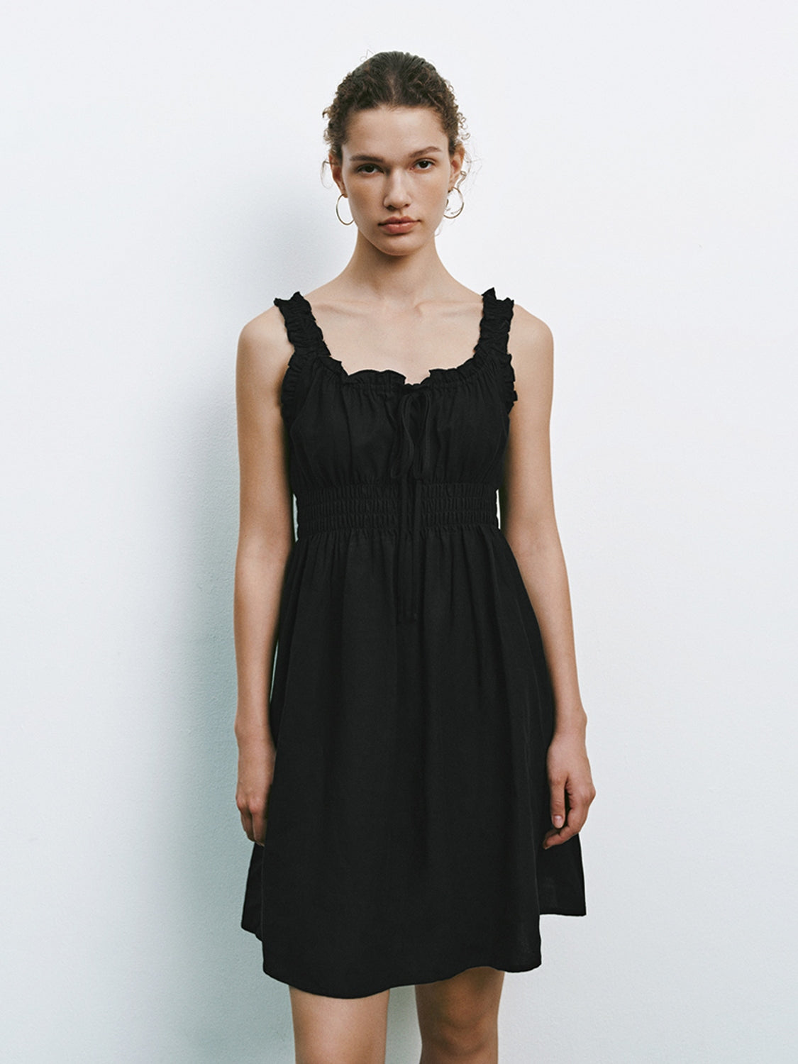 Shirred Ruffle Mini Dresses
