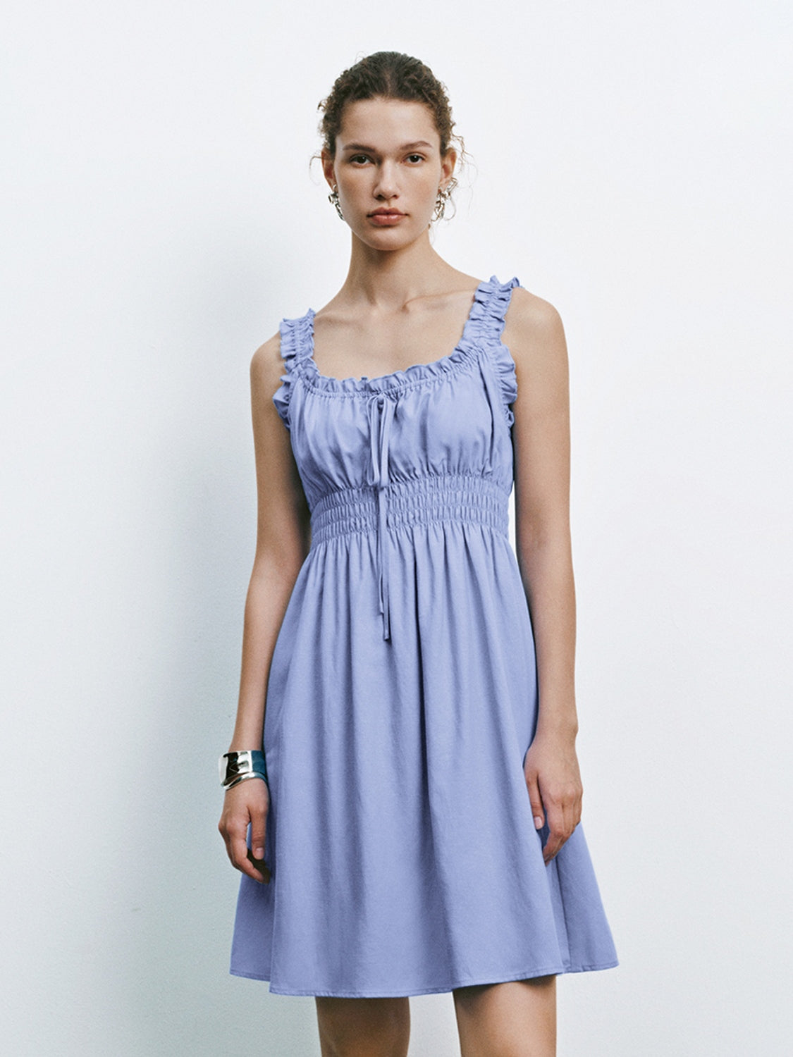 Shirred Ruffle Mini Dresses