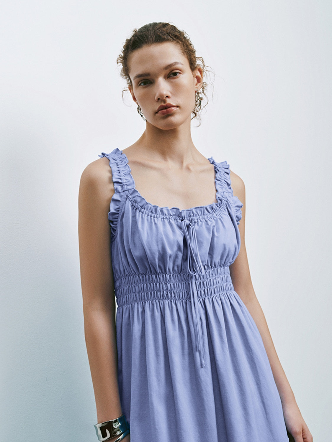 Shirred Ruffle Mini Dresses