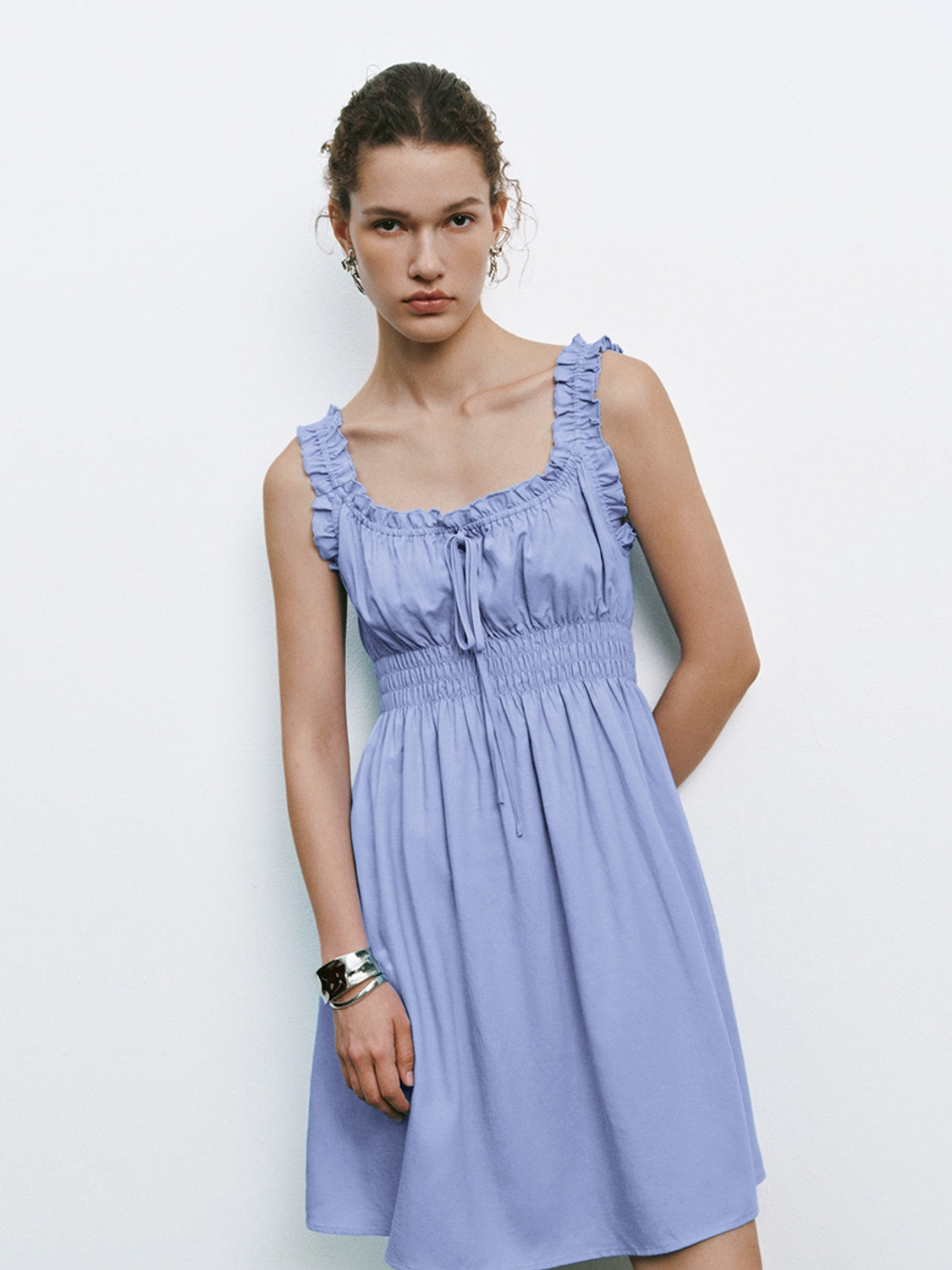 Shirred Ruffle Mini Dresses