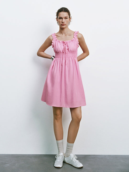 Shirred Ruffle Mini Dresses