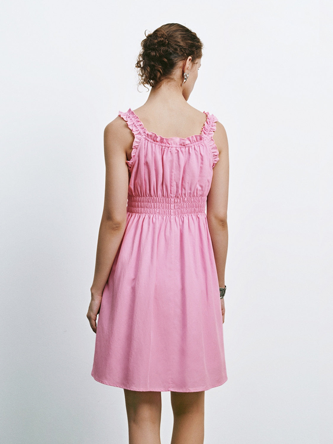 Shirred Ruffle Mini Dresses