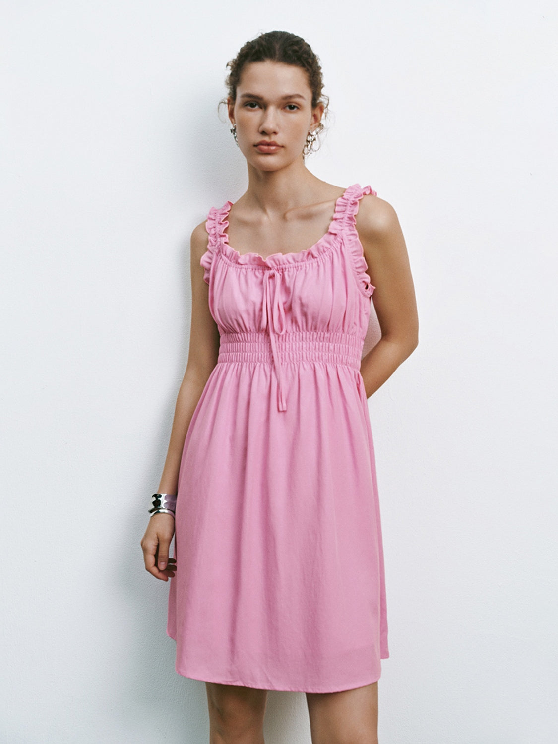 Shirred Ruffle Mini Dresses