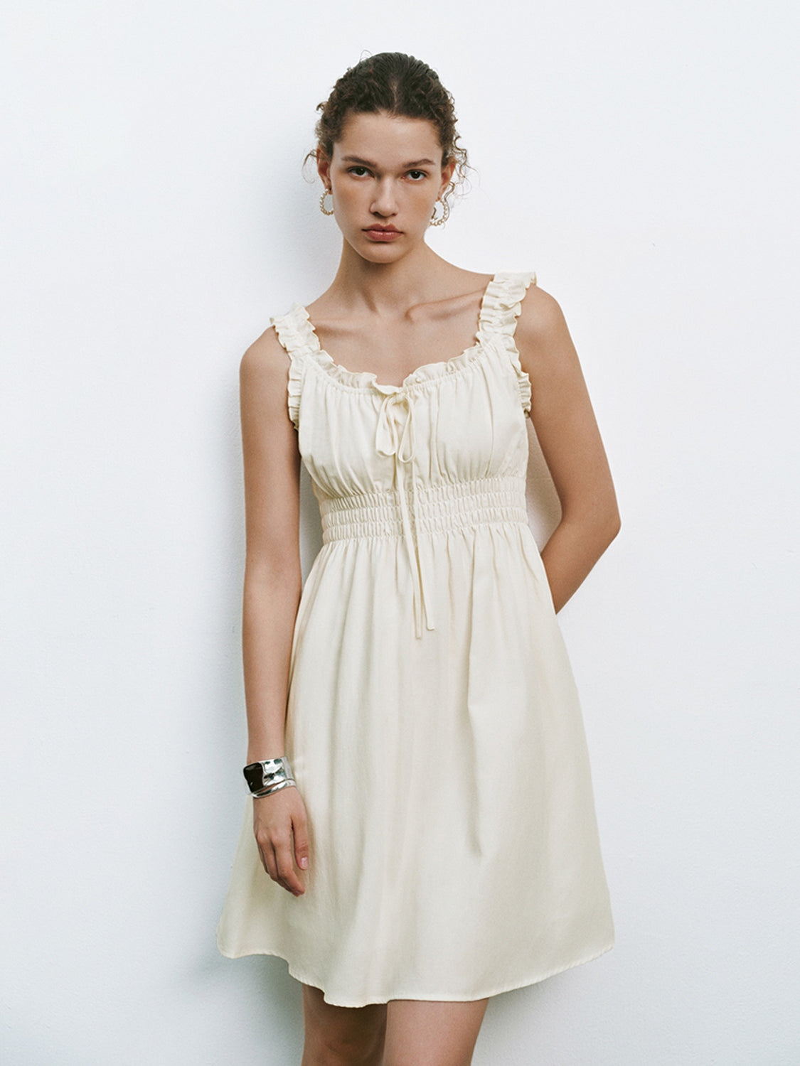 Shirred Ruffle Mini Dresses