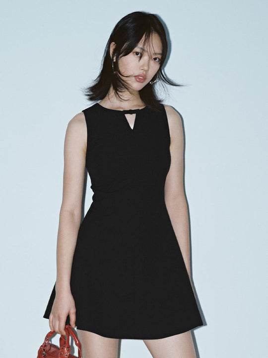 Tailored Nipped-Waist Sleeveless A-Line Midi Dresses