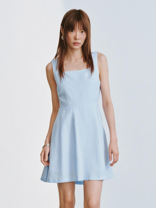 Square Neck Strappy A-Line Mini Dresses