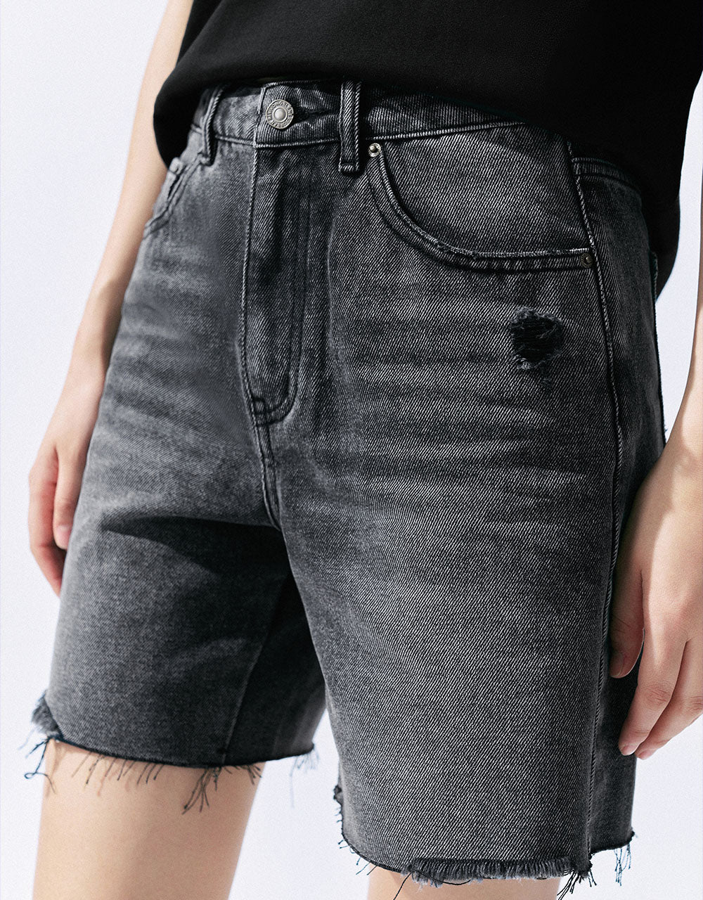 Raw Hem Denim Shorts