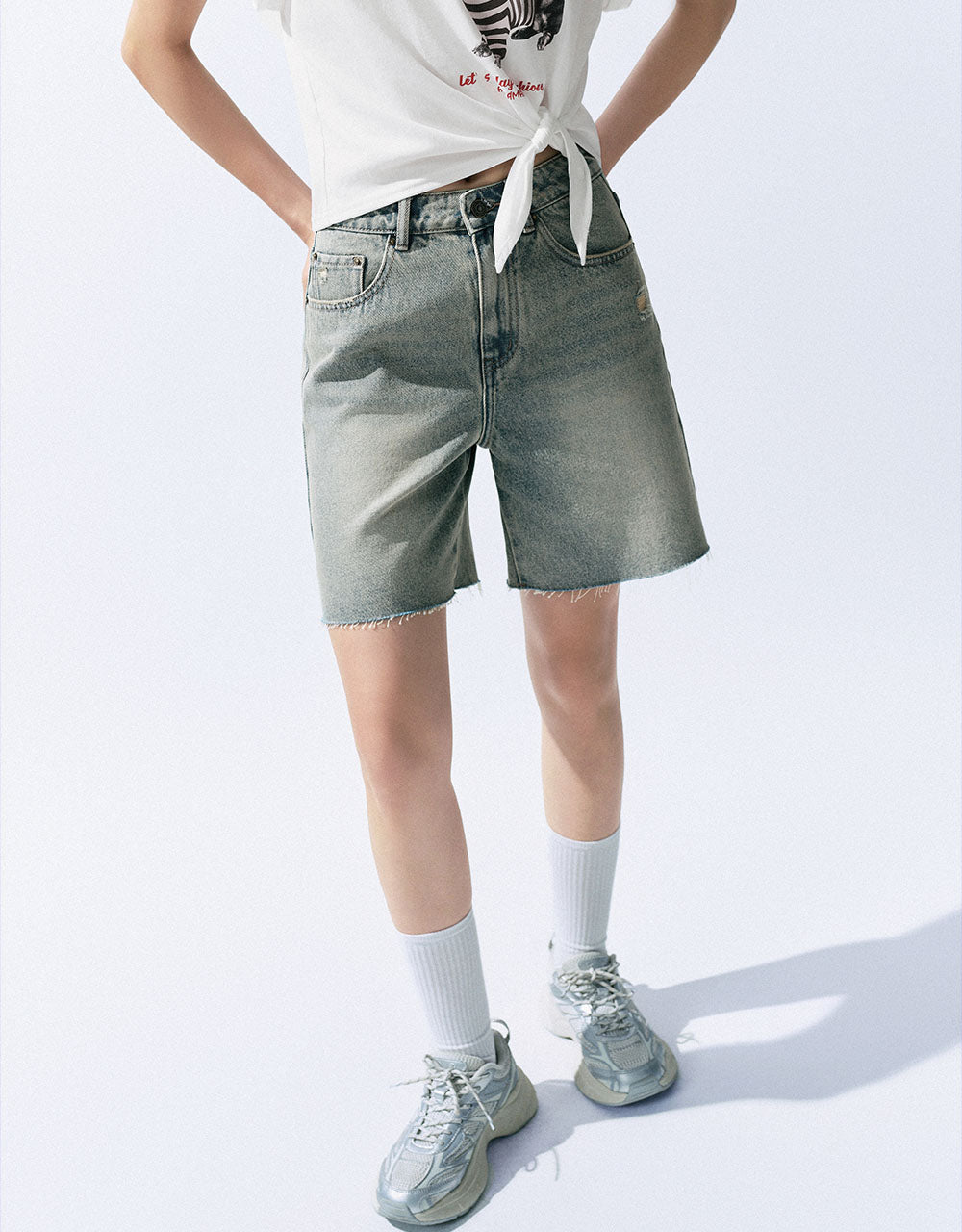 Raw Hem Denim Shorts