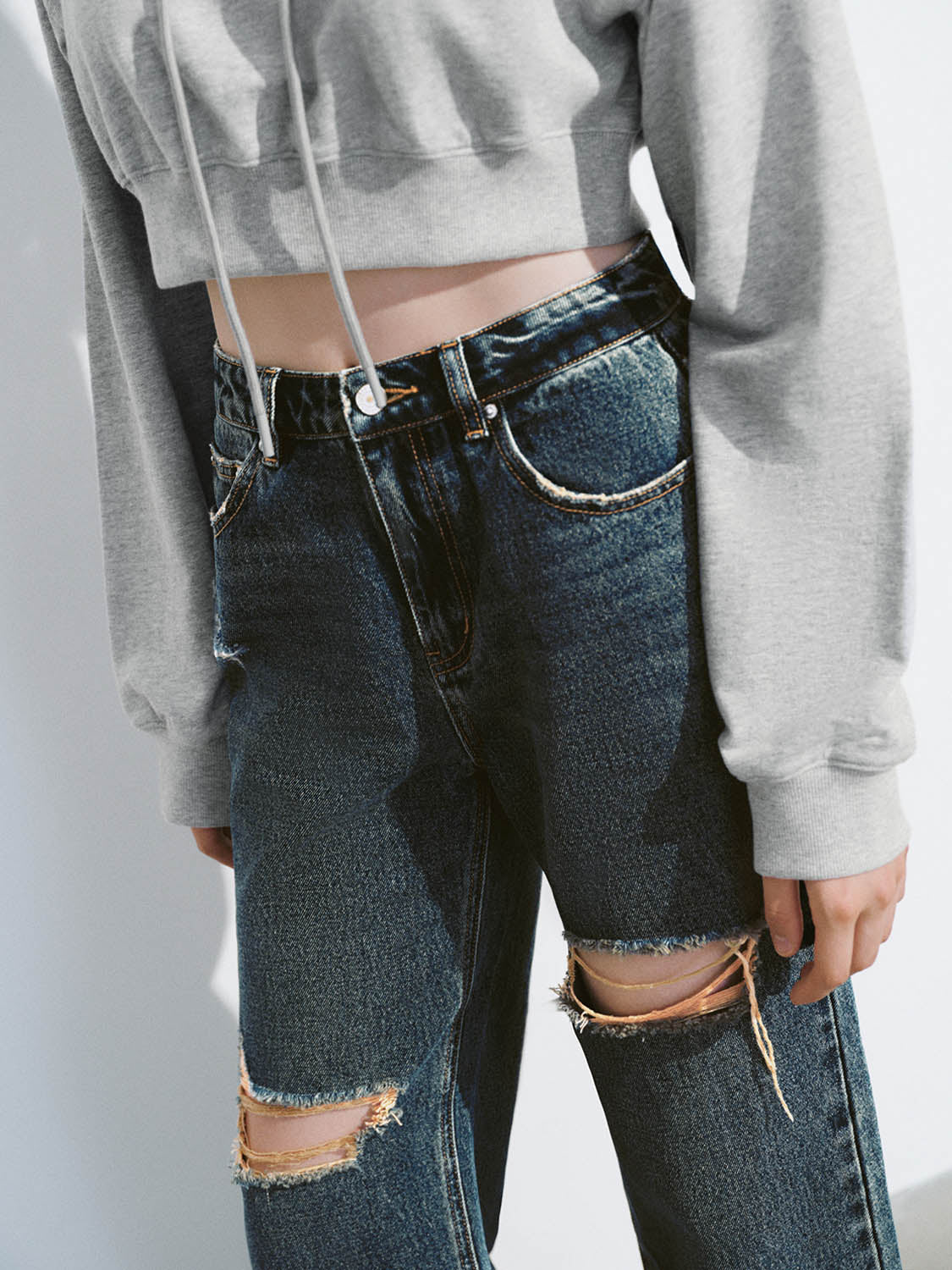 Ripped Wide-Leg Jeans