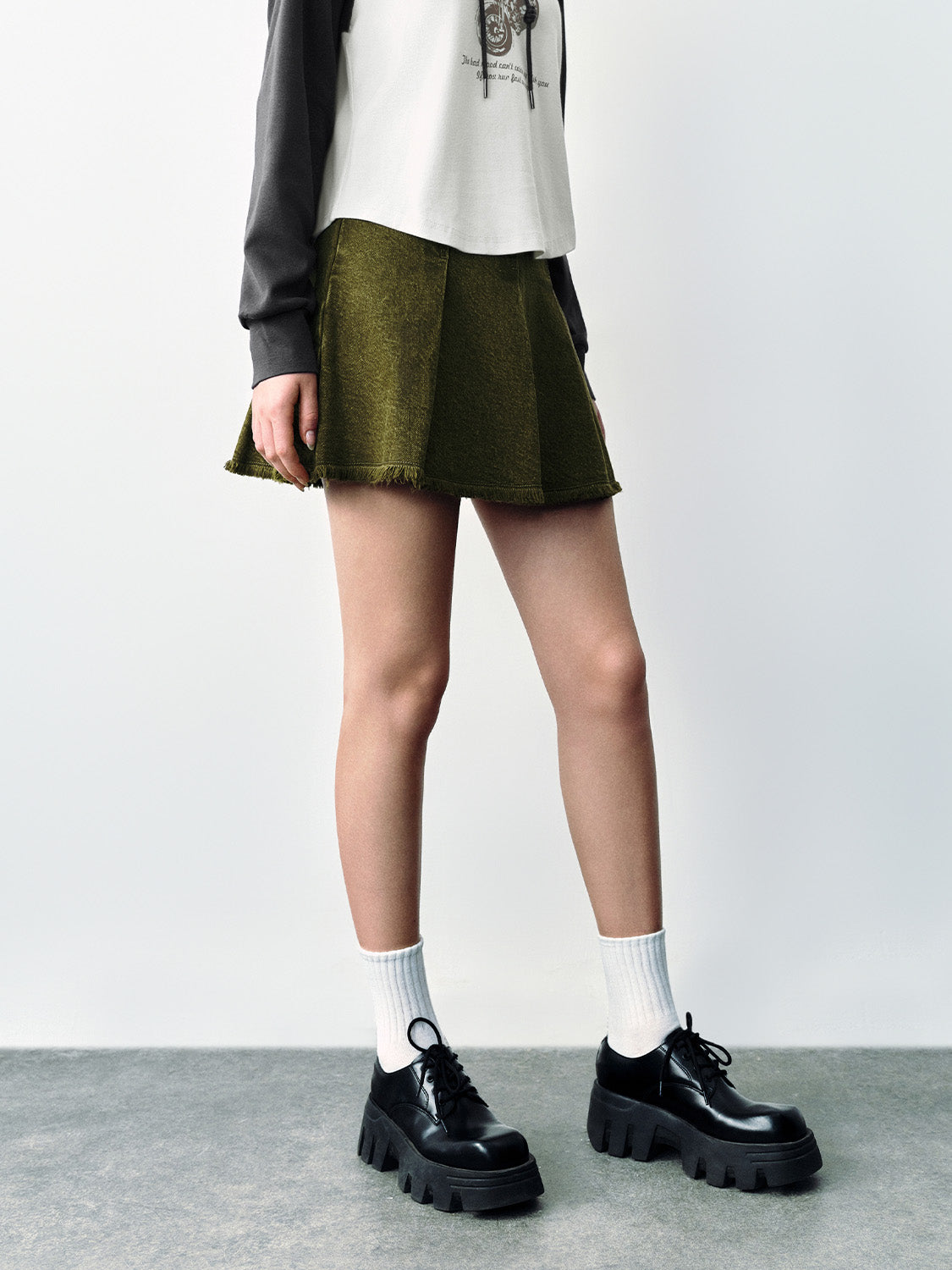 Raw Hem Mini Denim Skirt