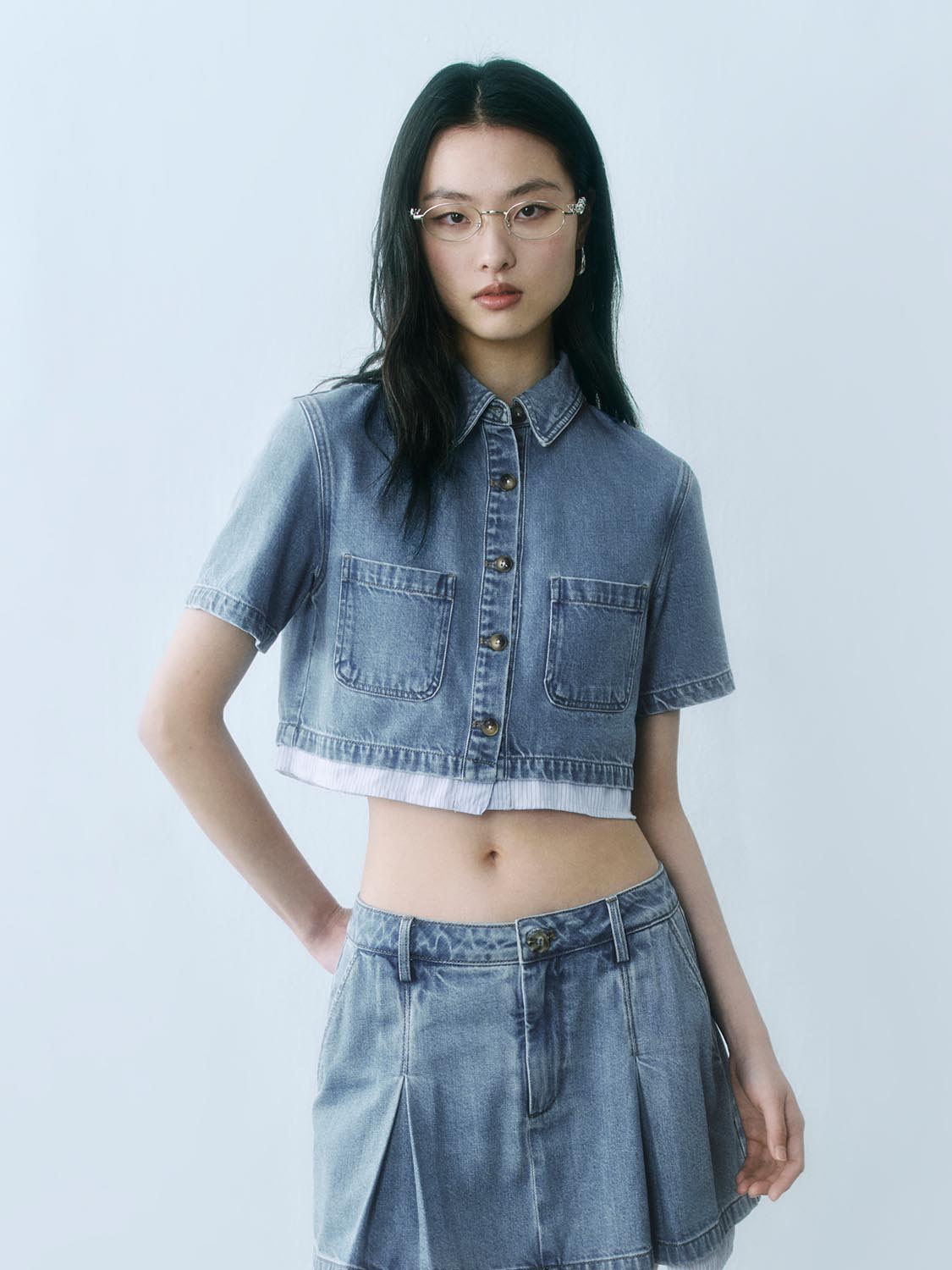 Cropped Denim Shirts