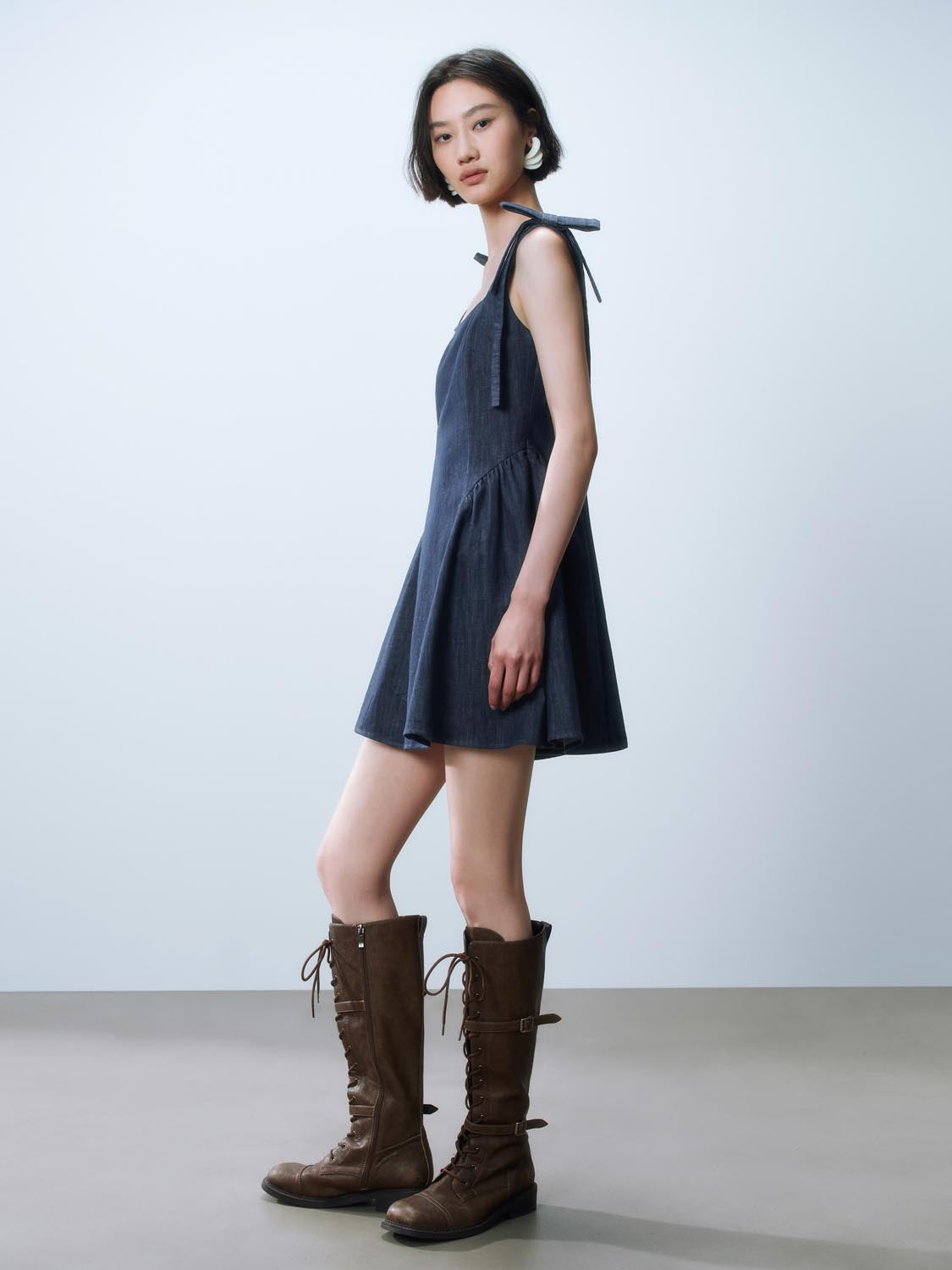 Bow Decor Denim Dresses